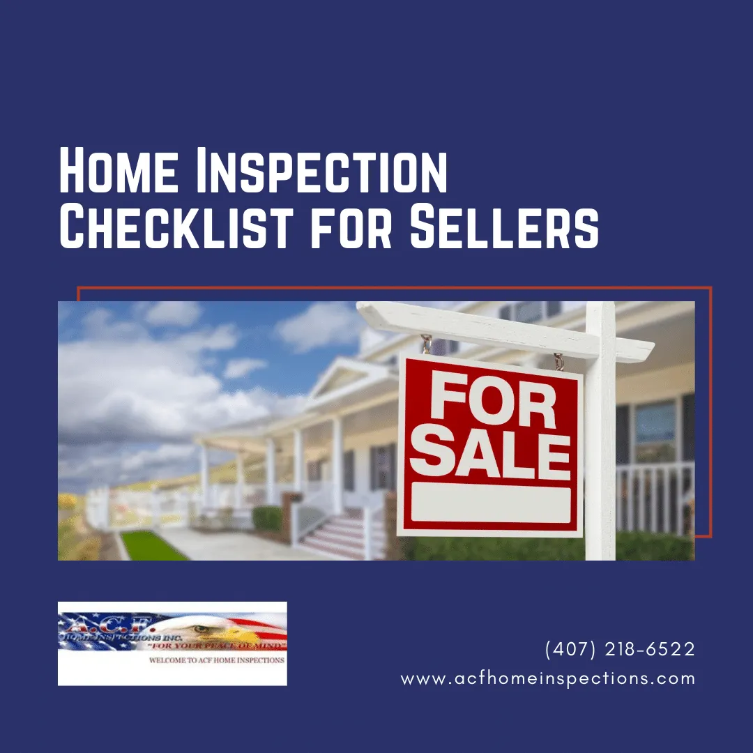 For Sale sign in front of a home representing seller preparation for a home inspection