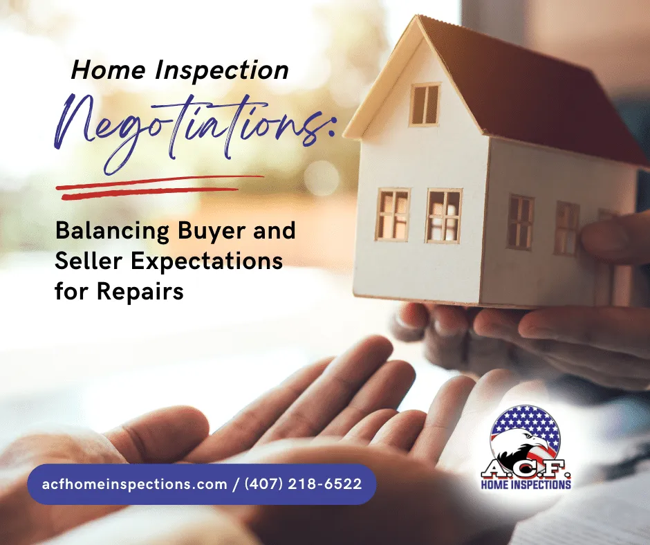 Hands holding small house model representing home inspection repair negotiations between buyers and sellers