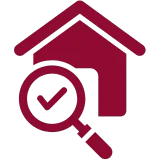 House with magnifying glass icon representing buyer and pre-listing home inspections in Orlando, FL.