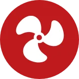 Fan symbol inside a red circle, representing inspection of HVAC ductwork and air return systems.