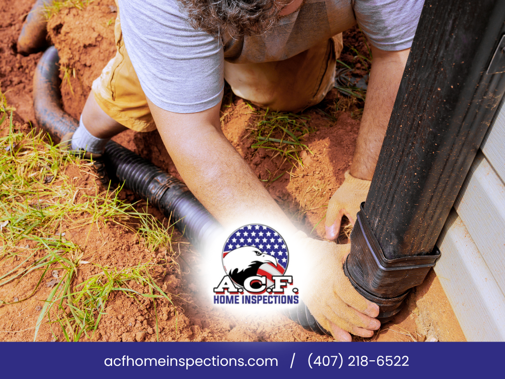 Drainage work near a home foundation in Orlando, FL — A.C.F. Home Inspections